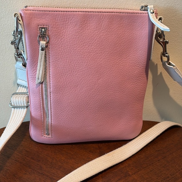 Coach   Crossbody bag  concealed carry  leather pink/white trim  cream color str - Picture 7 of 13